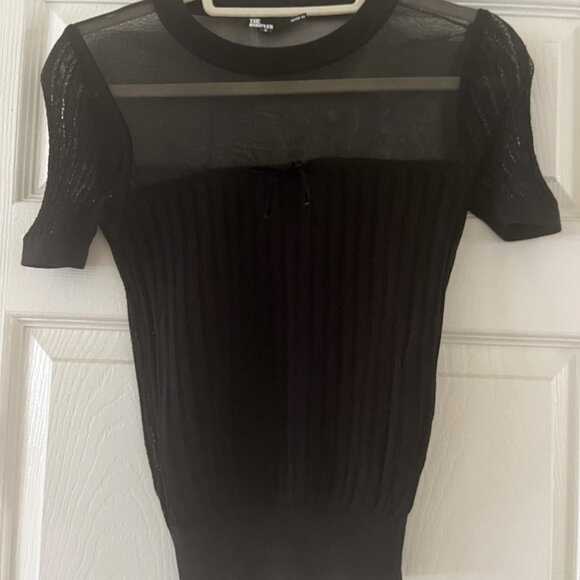 Openwork-panel short-sleeved woven top The Kooples - Picture 4 of 4